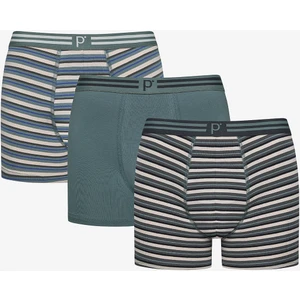 Erkek Navy Stripe 3lü Çok Renkli Boxer
