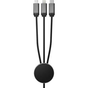 SL-CP110 1m 2A Microusb+Lightning+Typec 3 In 1 LED Logolu Şarj Kablosu  