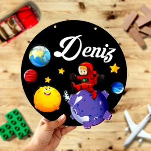 En Özeli Uzay Temalı Erkek Çocuğu Kapı Isimliği Süsü