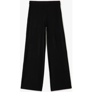 Dokulu Yüksek Bel Bol Paça Pantolon