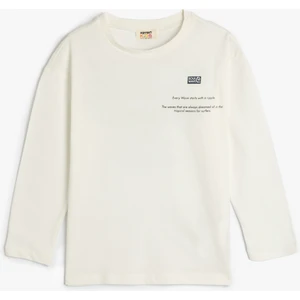 Pamuklu Uzun Kollu Oversize Slogan Baskılı Tişört