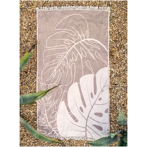 Monstera Pamuk Peştamal Kahverengi 90 x 160 - Keseli