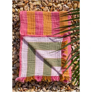 Striped Gauze Pamuk Peştamal Pembe 90 x 175