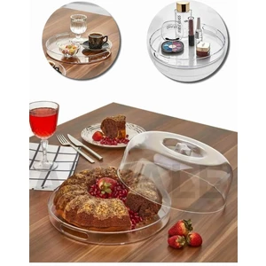 Şık Kristal Kek Fanusu Tutma Saplı 27 cm Ikramlık Sunumluk