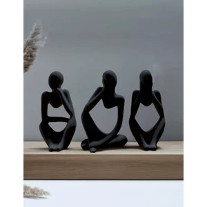 Nevhan Sanat Siyah 3'lü Heykel Seti Insan Vücut Sanatı Biblo