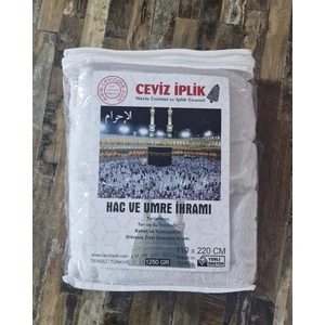 İhram, Pamuklu, Hac ve Umre ibadetleri için özel üretim, Yumuşak, Hac ve umre Kıyafeti, AVS Kare PVC çantalı, Beyaz renkli, Dikişsiz.