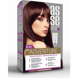 Adventure Set Saç Boyası, Kalıcı ve Canlı Renkler 1+1 İki Kullanım Seti (No:6.43 Koyu Kumral Bakır Dore)