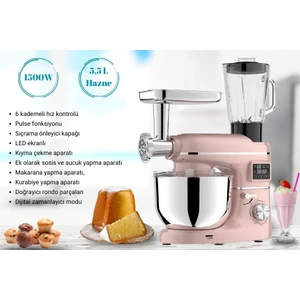 Sm 1504BML LED Ekranlı Kıyma Çekme Aparatlı Blender Stand Mikser Mutfak Şefi 1500W