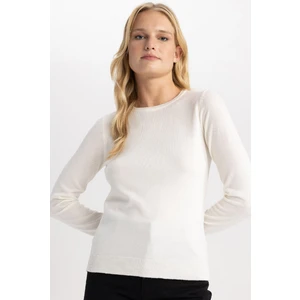 Regular Fit Bisiklet Yaka Yumuşak Dokulu Basic Düz Triko Kazak F7091AZ23WN