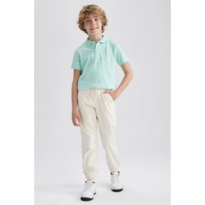 Erkek Çocuk Beli Bağcıklı Lastikli Paça Cepli Gabardin Basic Düz Jogger Pantolon Z3181A623SM