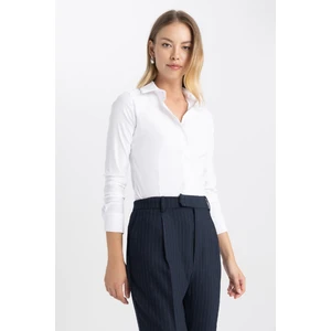Fitted Basic Düz Uzun Kollu Gömlek I5278AZ23AU