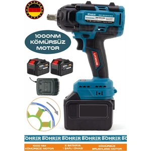 Alman V598 Akülü 1000NM Darbeli Oto Somun Sıkma Makinesi - 15 Pilli 5AH 15C Kalite