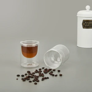 Çift Cidarlı 2'li Espresso Bardağı - Şeffaf - 225 ml
