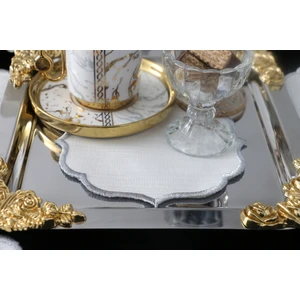 PLT Design 6'lı Yıldız Kenar Detaylı Linen Keten Kahve Yanı Kokteyl Sunum Peçetesi
