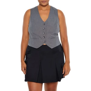 Plus Size Çizgili Yelek