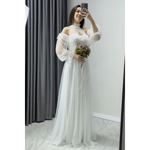 ZKS Grup Tekstil Kadın Tül Drapeli Kloş Abiye