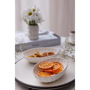 Kütahya Porselen Bone Luz Form 2 Parça 15 Cm Oval Kase Platin File