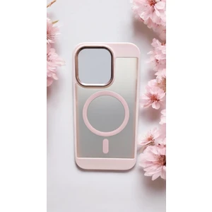 Emirler Shop iPhone 14 Pro Uyumlu Pudra Pembe Buzlu Transparan Magsafe Kılıf