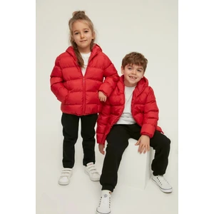 Erkek Çocuk Su ve Rüzgar Geçirmez Kapüşonlu Coat Şişme Mont_siyah