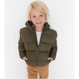 Erkek Çocuk Su ve Rüzgar Geçirmez Kapüşonlu Coat Şişme Mont_siyah