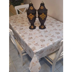 Başak Ev Tekstili Elyaflı Pvc Muşamba - Desenli Silinebilir Masa Örtüsü ( Kahverengi )