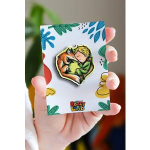 Rozzy Lab Küçük Prens ve Tilki - Rozet - Ahşap - Pin - Broş - Yaka Çanta Aksesuar