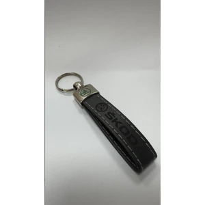 Skoda Yazılı ve Logolu TERMO Deri Anahtarlık (Siyah) BOY 8 CM ENİ 2 CM