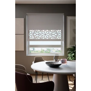 Lazer Kesim Mat Stor Perde, Lazer Kesimli Modern Serisi, M-131005 Gri Renk