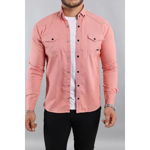 Yxcslim Fit Erkek Kot Gömlek Pembe
