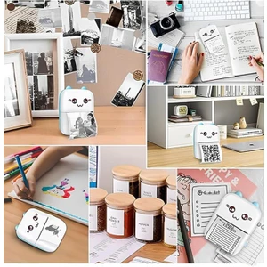 Yapışkanlı Beyaz 1paket (5ADET) Termal Rulo Kağıt Etiket Sticker Tüm Mini Makinalara Uyumlu