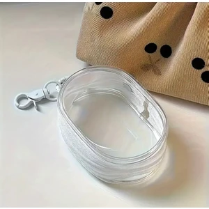 Küçük Boy Şeffaf Fermuarlı Taşıma Çantası, Kulaklık ve Şarj Cihazı Için Çok Fonksiyonlu Taşıma Çantası, Anahtarlıkla Şeffaf Seyahat Aksesuarları