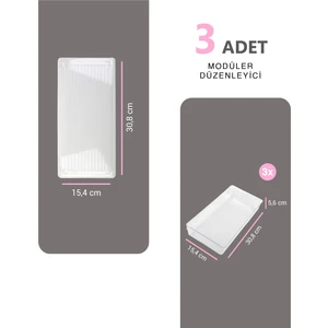 Bozhouse 3 Adet Kepçelik Organizer Şeffaf Çekmece Içi Düzenleyici ( 30,8 cm * 15,4 cm X3 Adet )