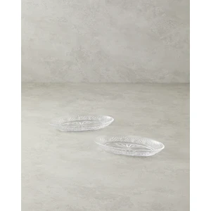 English Home Cross Cam 2'Li Kayık Tabak 23x17 Cm Şeffaf