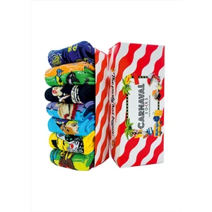 7'li Art Socks-3 Desenli Renkli Soket  Çorap Kutusu