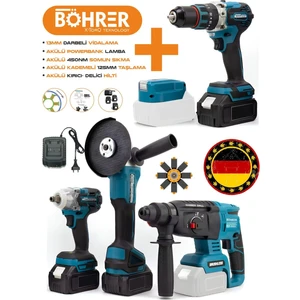 5'li Set Akülü Akülü Kırıcı Delici Hilti, Darbeli Vidalama, Somun Sıkma ,taşlama Makinesi+Power Işık