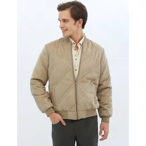 Bej Regular Fit Dik Yaka Casual Dokuma Mont