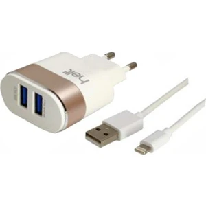 HT-13 2 Çıkışlı 2400 mAh Ev Tipi Şarj Cihazı+Lightning Kablo
