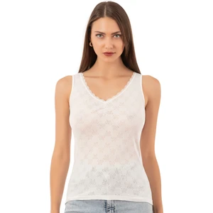 Özkan Underwear 20584 Kadın Ribana Pamuklu Dantelli Transferli Kalın Askılı Atlet