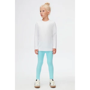 Beyaz Basic Unisex Çocuk Kışlık Sıfır Yaka Uzun Kollu Tişört