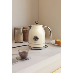 FR-KT05 Vintheat 1,7l Isı Göstergeli Retro Krem Kettle Kablosuz Su Isıtıcısı