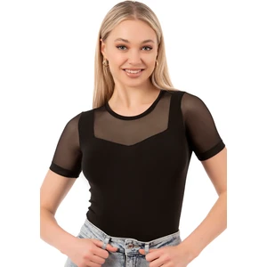 Özkan Underwear Özkan 26830 Kadın Pamuklu Tül Detaylı Kancalı Çıtçıtlı Body