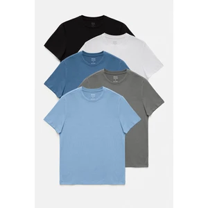 Erkek 5'li %100 Pamuk Bisiklet Yaka T-shirt E001021