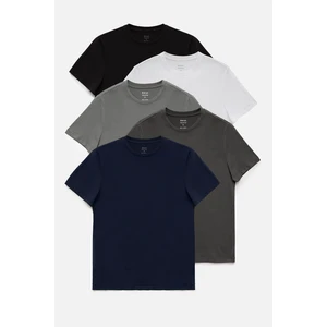 Erkek 5'li %100 Pamuk Bisiklet Yaka T-shirt E001021