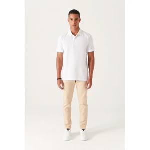 Avva Erkek Beyaz 3 Düğmeli %100 Mısır Pamuğu Polo Yaka Regular Fit T-Shirt B001027