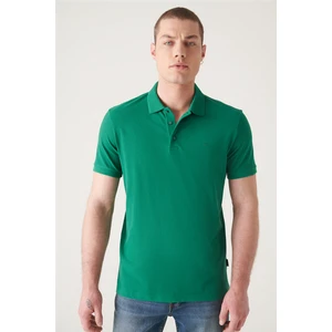Erkek Yeşil 3 Düğmeli %100 Mısır Pamuğu Polo Yaka T-shirt B001027