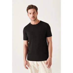 Erkek Siyah Soft Touch Bisiklet Yaka Düz Modal T-shirt B001171