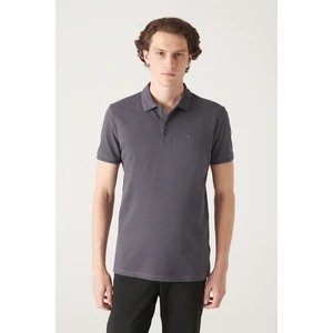 Erkek Antrasit 3 Düğmeli %100 Mısır Pamuğu Polo Yaka T-shirt B001027