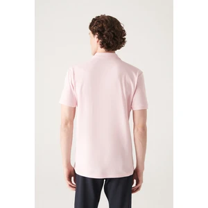 Avva Erkek Açık Pembe 3 Düğmeli %100 Mısır Pamuğu Polo Yaka Regular Fit T-Shirt B001027