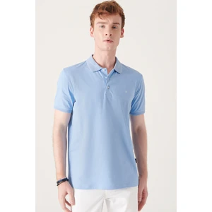 Erkek Açık Mavi 3 Düğmeli %100 Mısır Pamuğu Polo Yaka T-shirt B001027