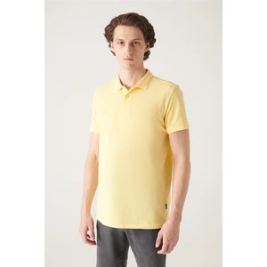 Erkek Sarı 3 Düğmeli %100 Mısır Pamuğu Polo Yaka T-shirt B001027